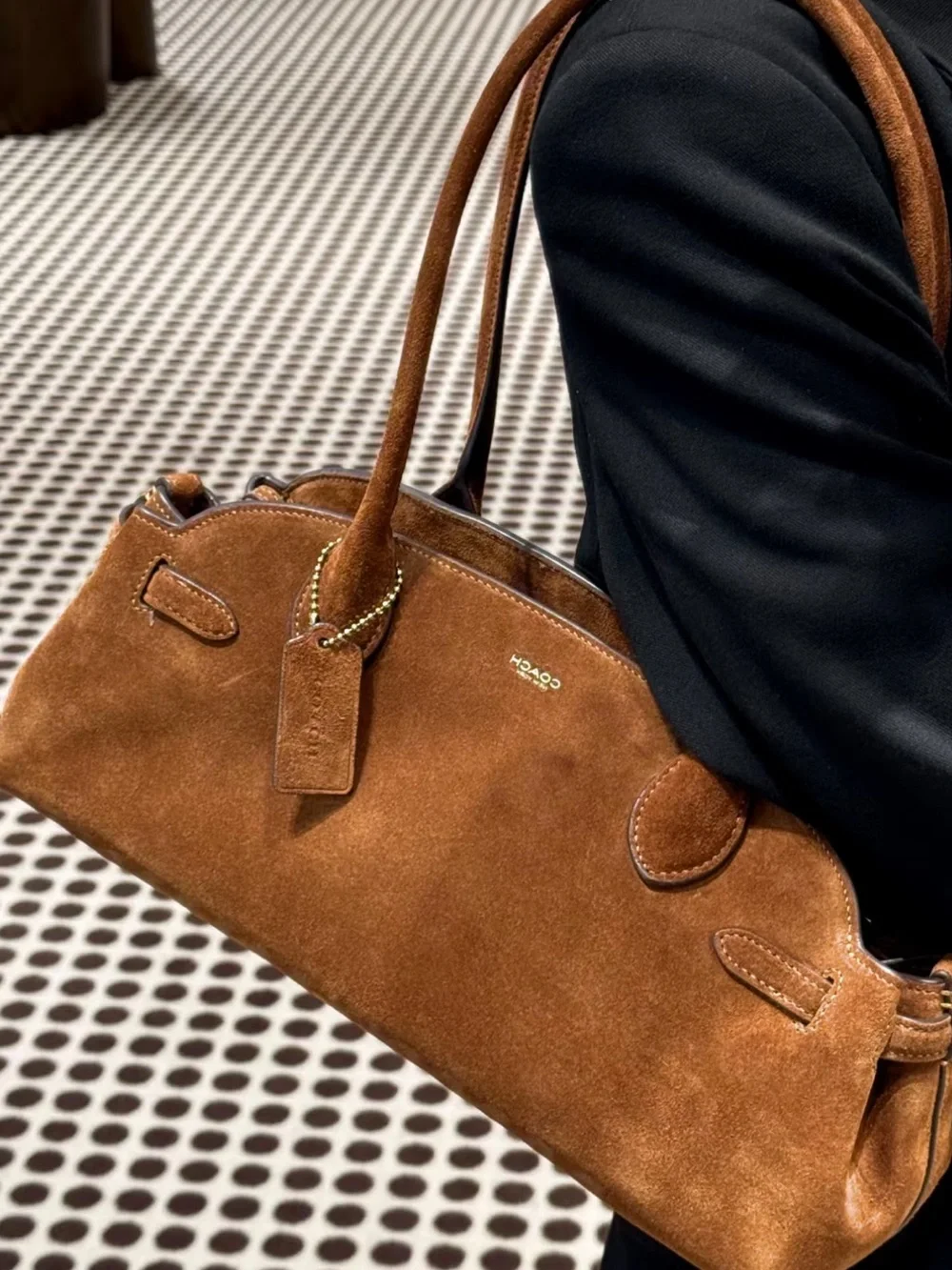 Coach Suede Shoulder Bag in Brown
